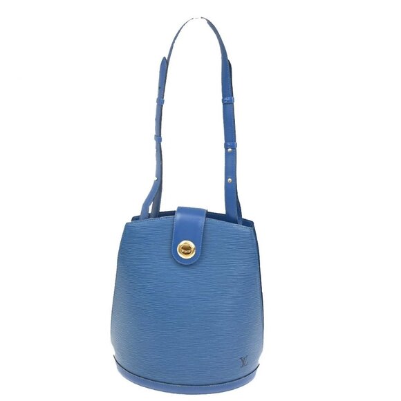 LOUIS VUITTON LV Logo Cluny Shoulder Bag Epi Leather Blue France M52255 85EF306 - Picture 1 of 15